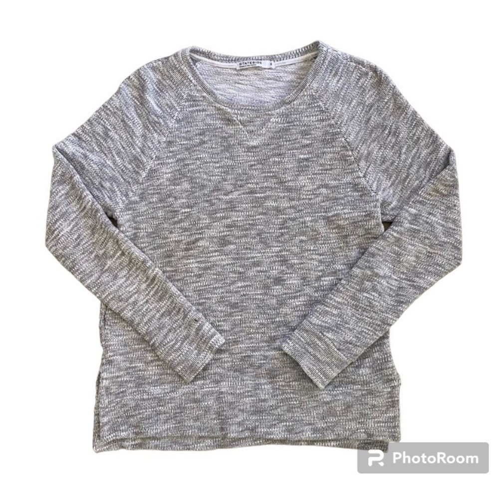 Stateside Black & White Marled Knit Crew Neck Pullover Super Soft Top Si…